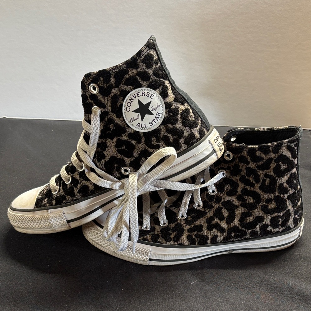 Converse Women's Black and White Leopard High-Tops